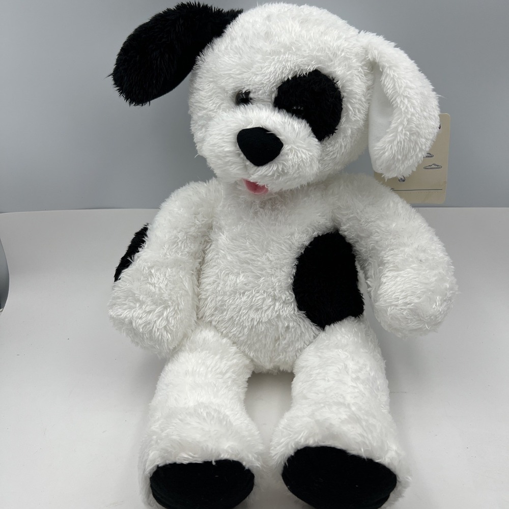 Build A Bear Cookies And Cream Black And White Puppy Dog Spots Plush 16" - Picture 1 of 11